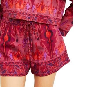 Love the Label Samba Pull on Shorts in Red Samba Ikat Print XS NEW Festival